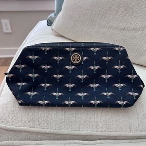 Tory Burch Nylon Navy Duck Print Makeup bag